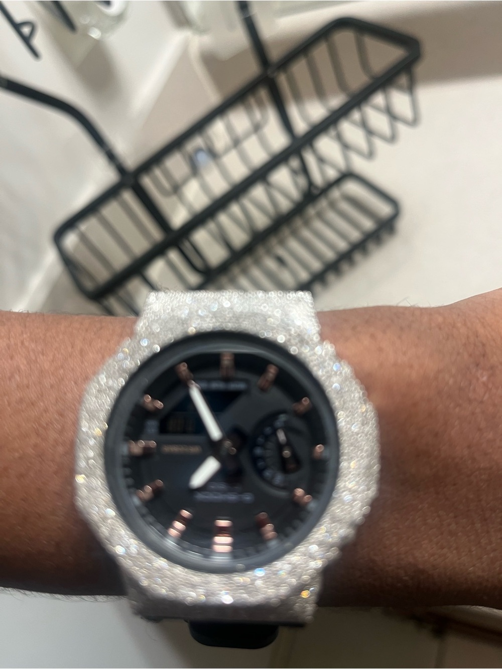 G-Shock Black Dial Watch with Silver Sparkle Bezel - Picture 2 of 3